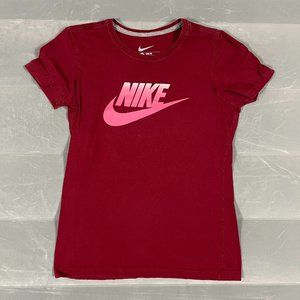 Nike Shirt Women's Large Red Short Sleeve Slim Fit Active Yoga Running